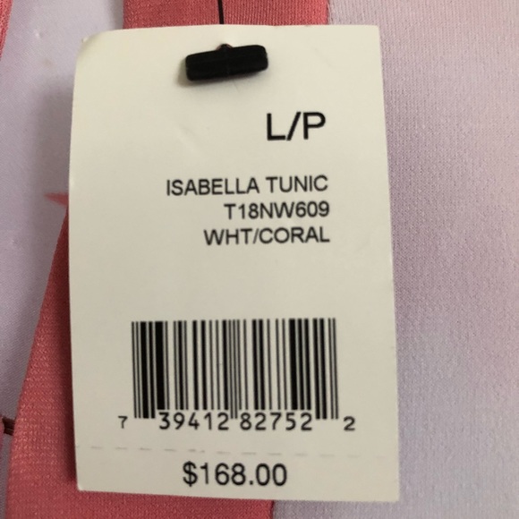 Coral and White tunic top by Tahari - Picture 4 of 7